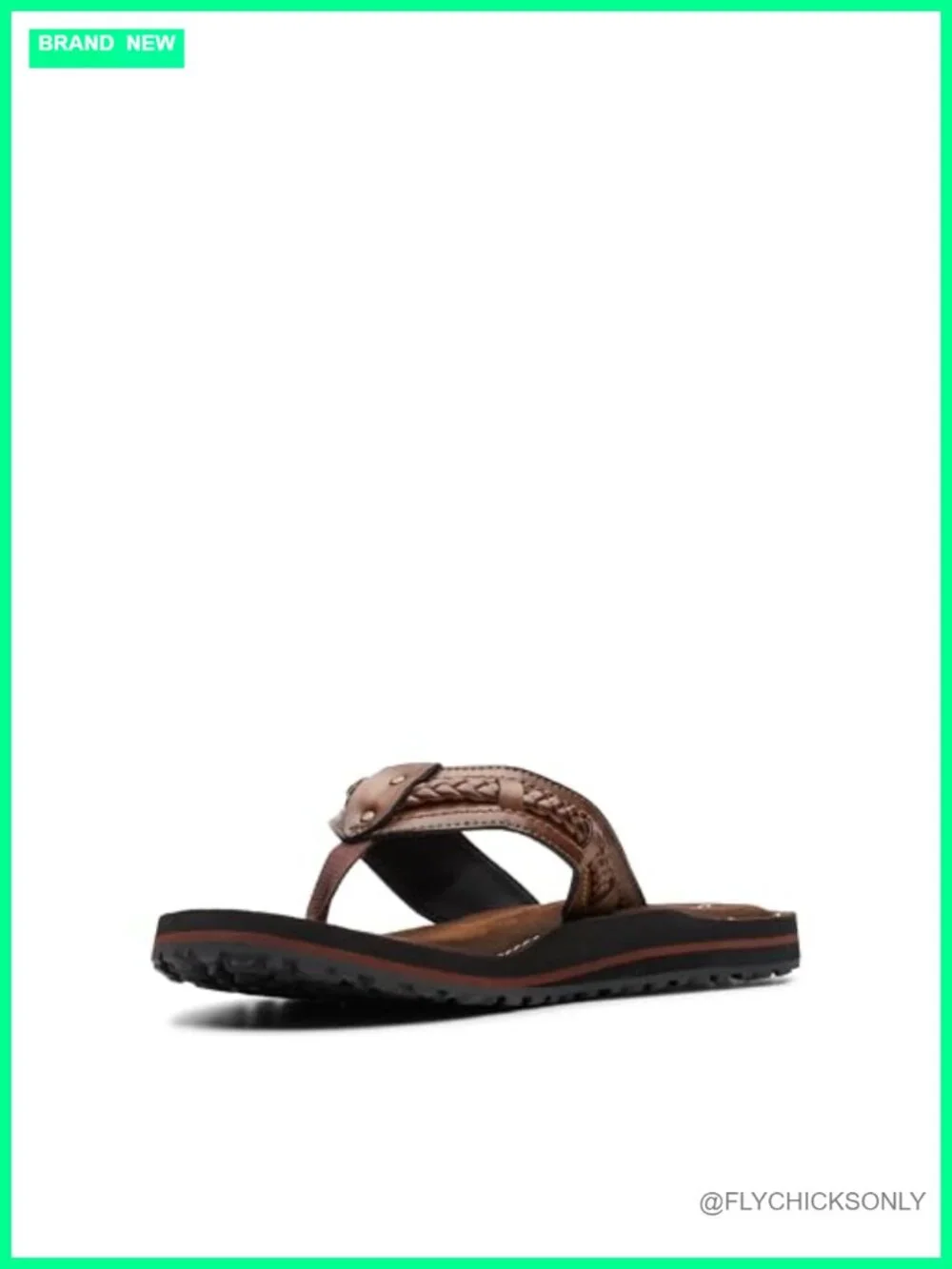 Faux Leather Braided Flip Flops with Cushion Soft Comfort